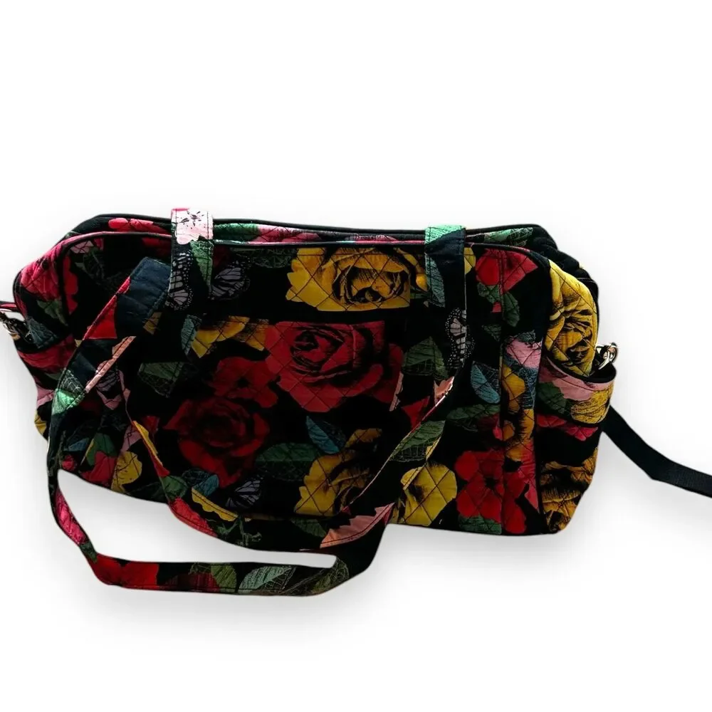 Vera Bradley Ultimate Baby Diaper Overnight Bag Quilted Roses Floral Pockets